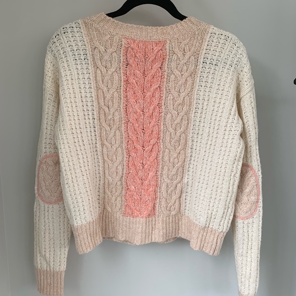 Anthropologie cream and pink knit sweater - Picture 2 of 7